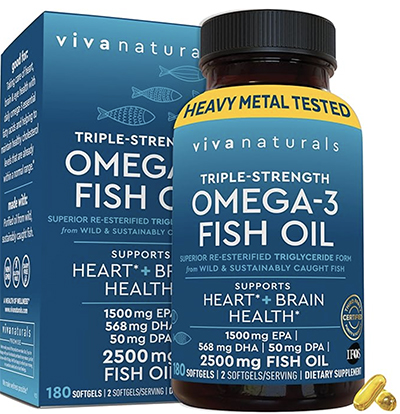 Viva Naturals Triple Strength Omega 3 Fish Oil Supplement